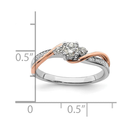 10K Two Tone White And Rose Gold (Holds 1/4 Carat (4.1mm) Round Center) 1/8 Diamond Semi Mount Engagement Ring