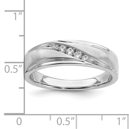 0.16ct. CZ Solid Real 14k White Gold Men's Wedding Band Ring