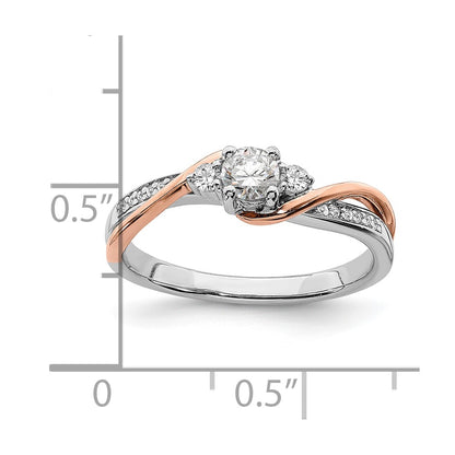 10k Two-tone Two Tone Rose and White Gold 3/8 Ct. Lab Grown Diamond VS/SI+ G+ Round Bypass Engagement Ring