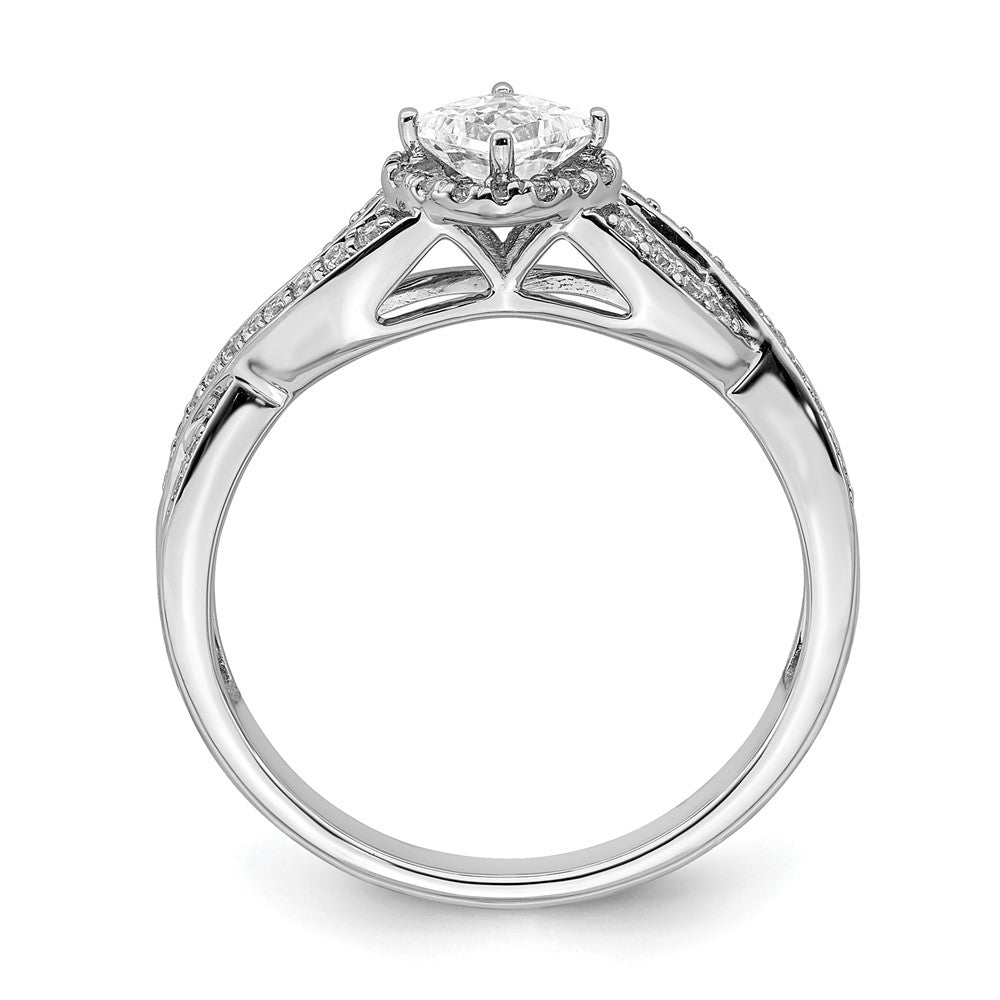 14K White Gold Criss Cross Halo (Holds 1/3 Carat (3.9mm) Princess Center) 1/4 Diamond Semi Mount Engagement Ring