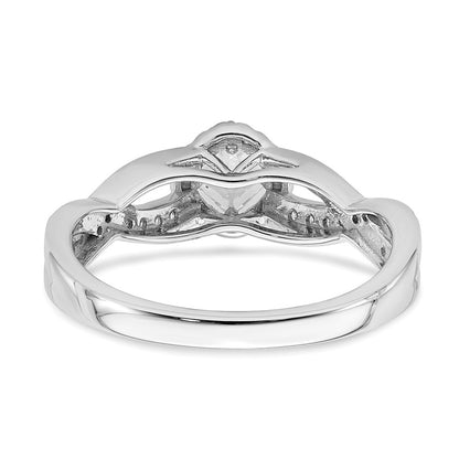 14K White Gold Criss Cross Halo (Holds 1/3 Carat (3.9mm) Princess Center) 1/4 Diamond Semi Mount Engagement Ring