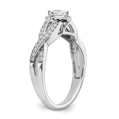 14K White Gold Criss Cross Halo (Holds 1/3 Carat (3.9mm) Princess Center) 1/4 Diamond Semi Mount Engagement Ring