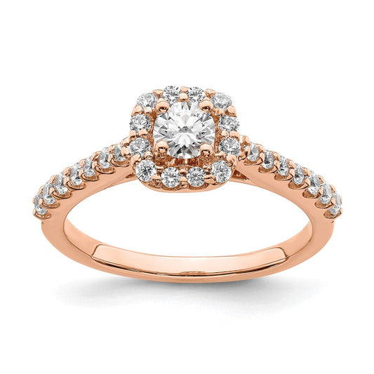 0.30ct. CZ Solid Real 14k Rose Gold Engagement Ring