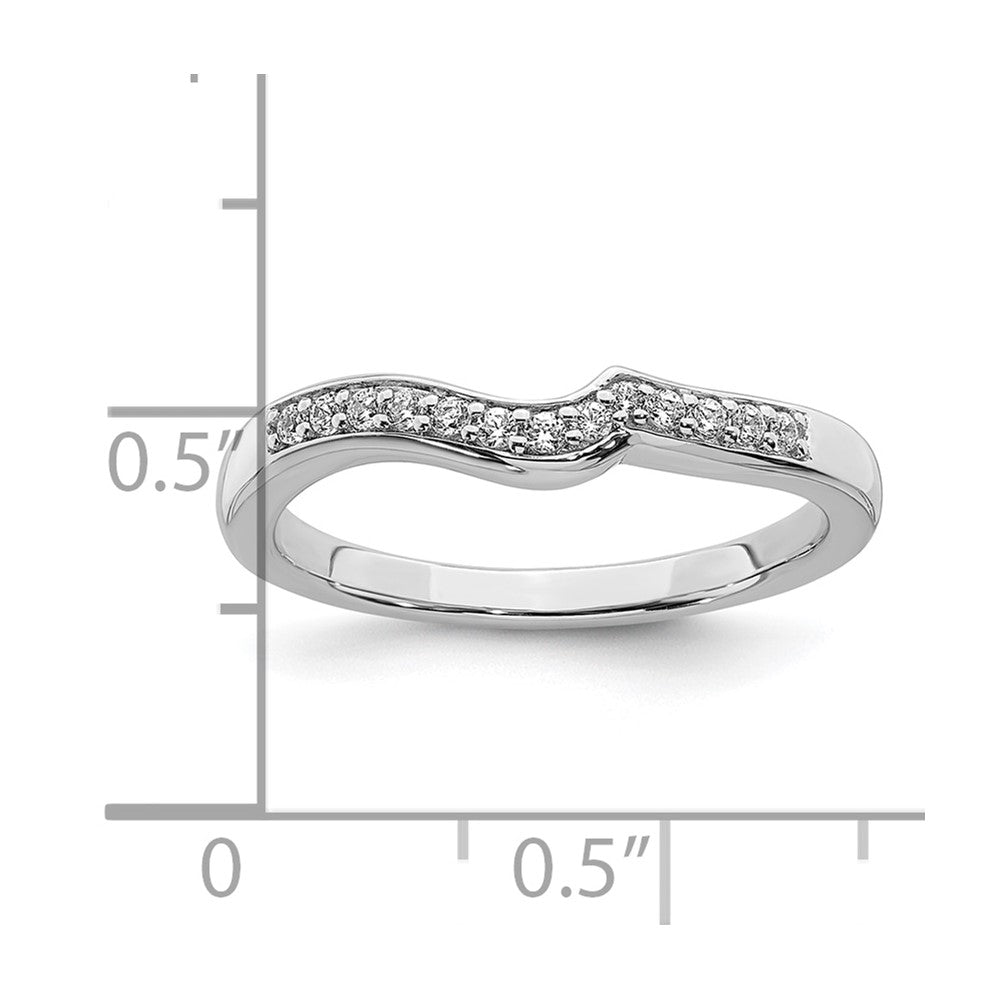 0.12ct. CZ Solid Real 14k White Gold Contoured Wedding Band Ring