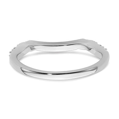 0.05ct. CZ Solid Real 14k White Gold Contoured Wedding Band Ring