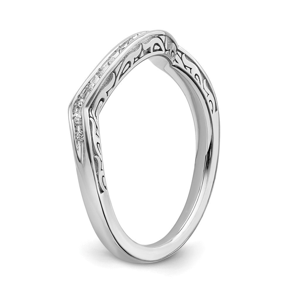 0.08ct. CZ Solid Real 14k White Gold Contoured Wedding Band Ring