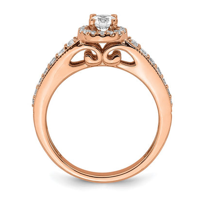 14K Rose Gold Halo Plus (Holds 1/3 Carat (4.5mm) Round Center) 3/8 Diamond Semi Mount Engagement Ring