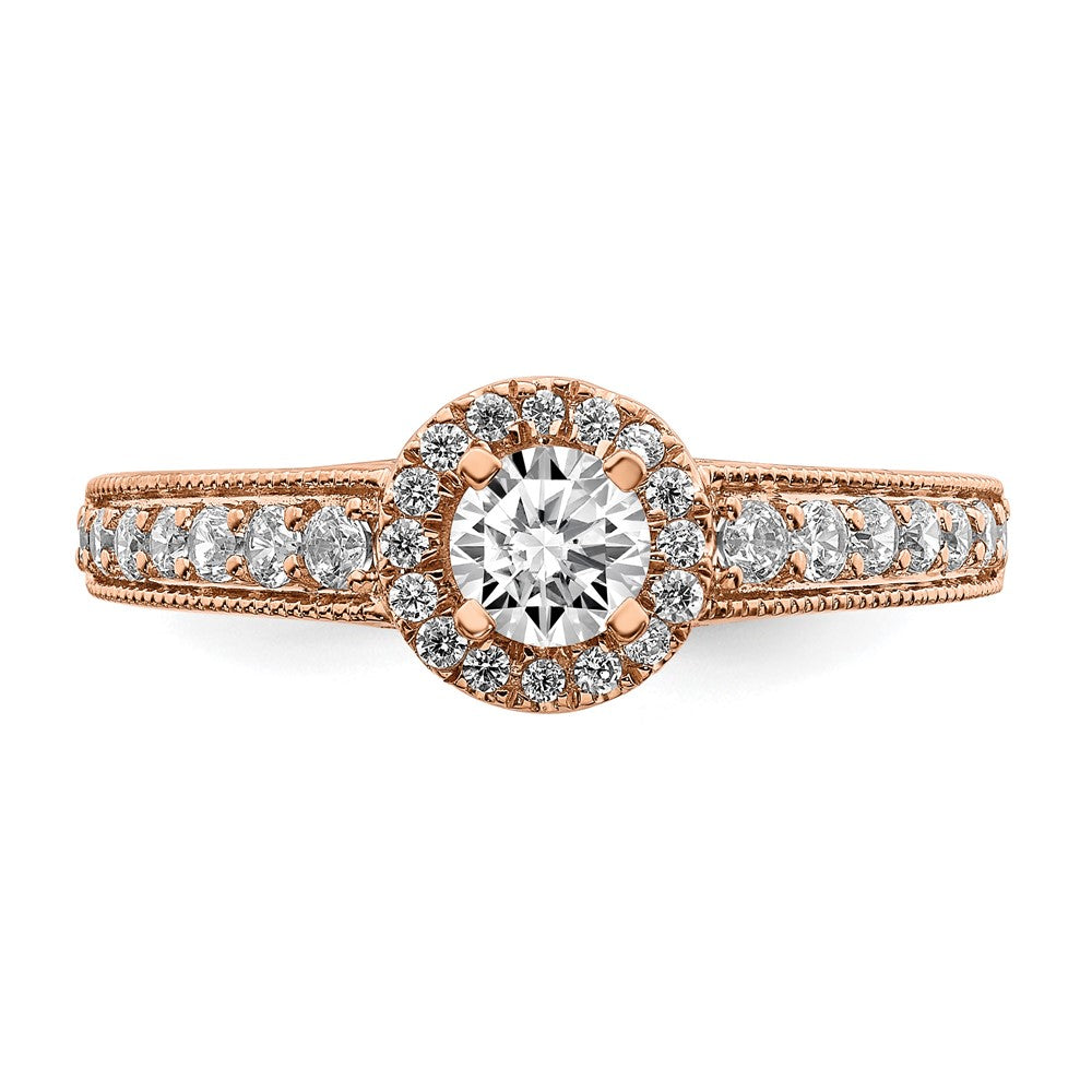 14K Rose Gold Halo Plus (Holds 1/3 Carat (4.5mm) Round Center) 3/8 Diamond Semi Mount Engagement Ring