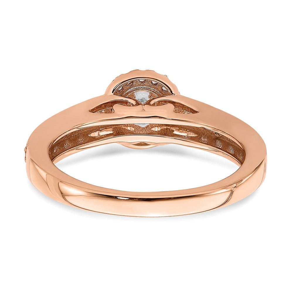 14K Rose Gold Halo Plus (Holds 1/3 Carat (4.5mm) Round Center) 3/8 Diamond Semi Mount Engagement Ring