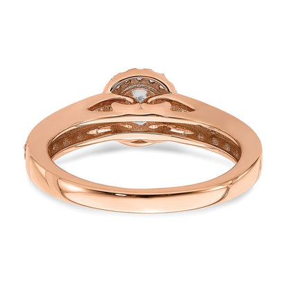 14K Rose Gold Halo Plus (Holds 1/3 Carat (4.5mm) Round Center) 3/8 Diamond Semi Mount Engagement Ring