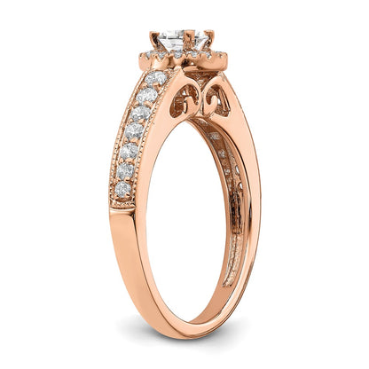 14K Rose Gold Halo Plus (Holds 1/3 Carat (4.5mm) Round Center) 3/8 Diamond Semi Mount Engagement Ring