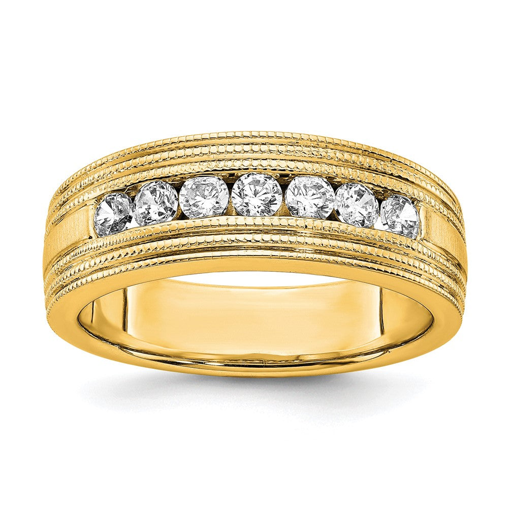 14k Yellow Gold 5/8 Ct. Lab Grown Diamond VS/SI+ G+ Seven Stone Men's Ring