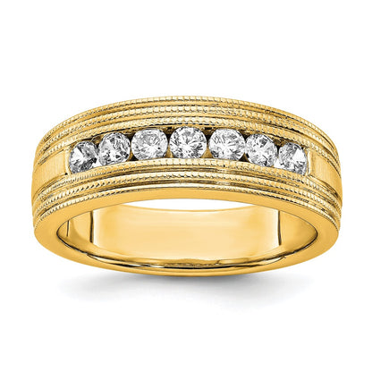 14k Yellow Gold 5/8 Ct. Lab Grown Diamond VS/SI+ G+ Seven Stone Men's Ring