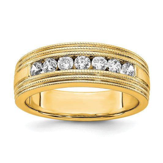 14k Yellow Gold 5/8 Ct. Lab Grown Diamond VS/SI+ G+ Seven Stone Men's Ring