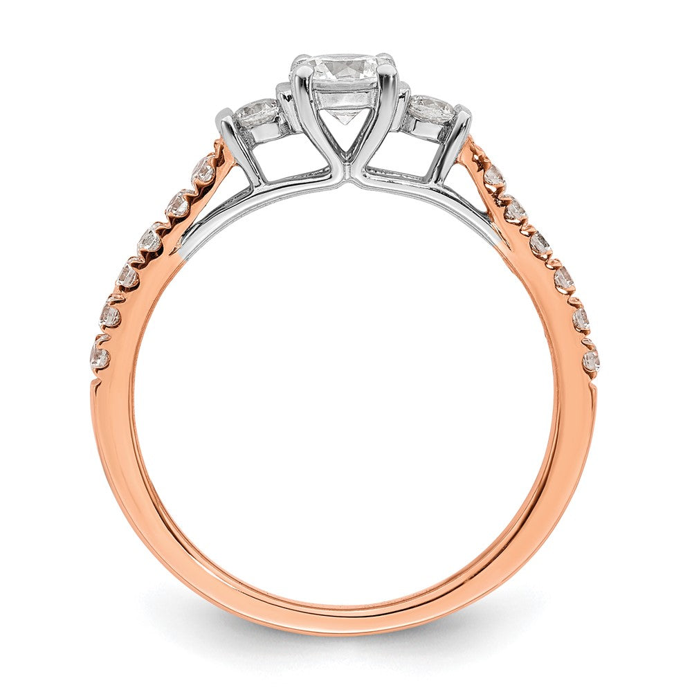 14K White/Rose Gold Rose 3/4 Ct. Lab Grown Diamond VS/SI+ G+ Petite Engagement Ring