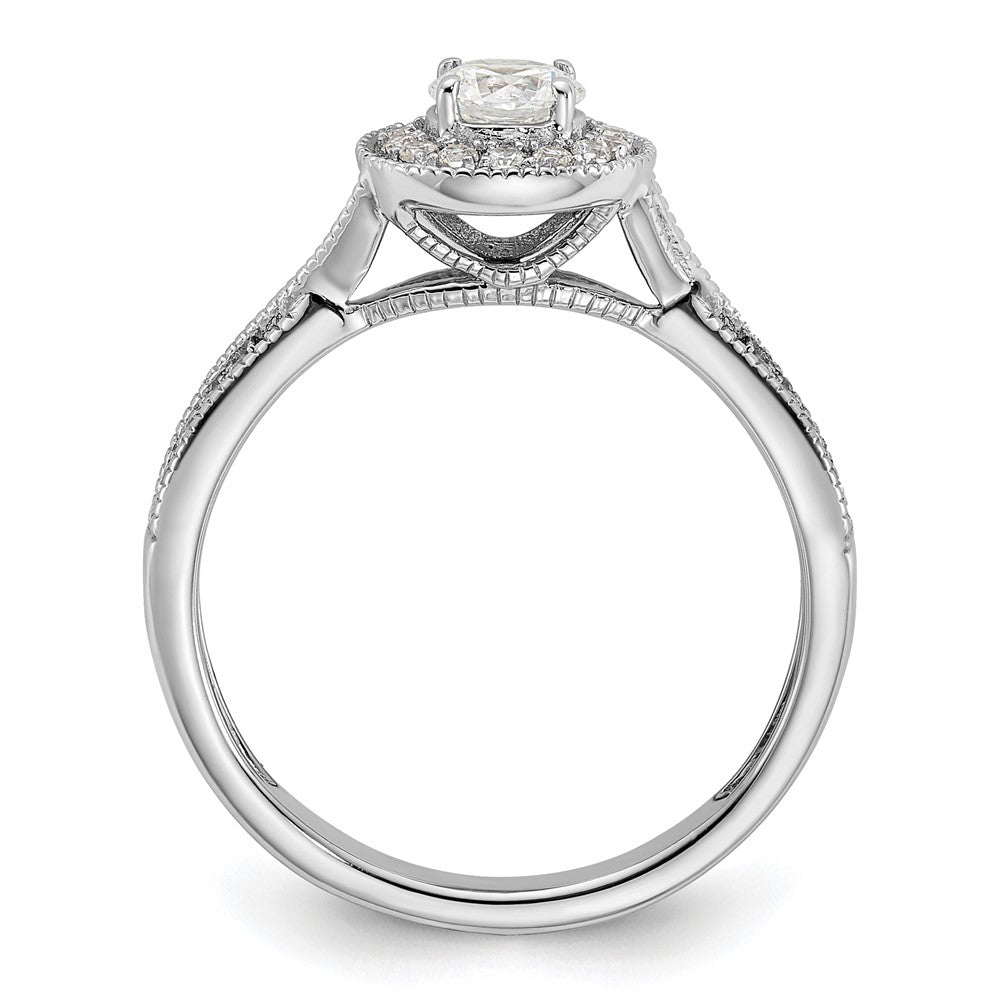 10k White Gold 1/2 Ct. Lab Grown Diamond VS/SI+ G+ Round Halo Engagement Ring