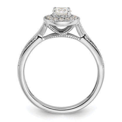 10k White Gold 1/2 Ct. Lab Grown Diamond VS/SI+ G+ Round Halo Engagement Ring