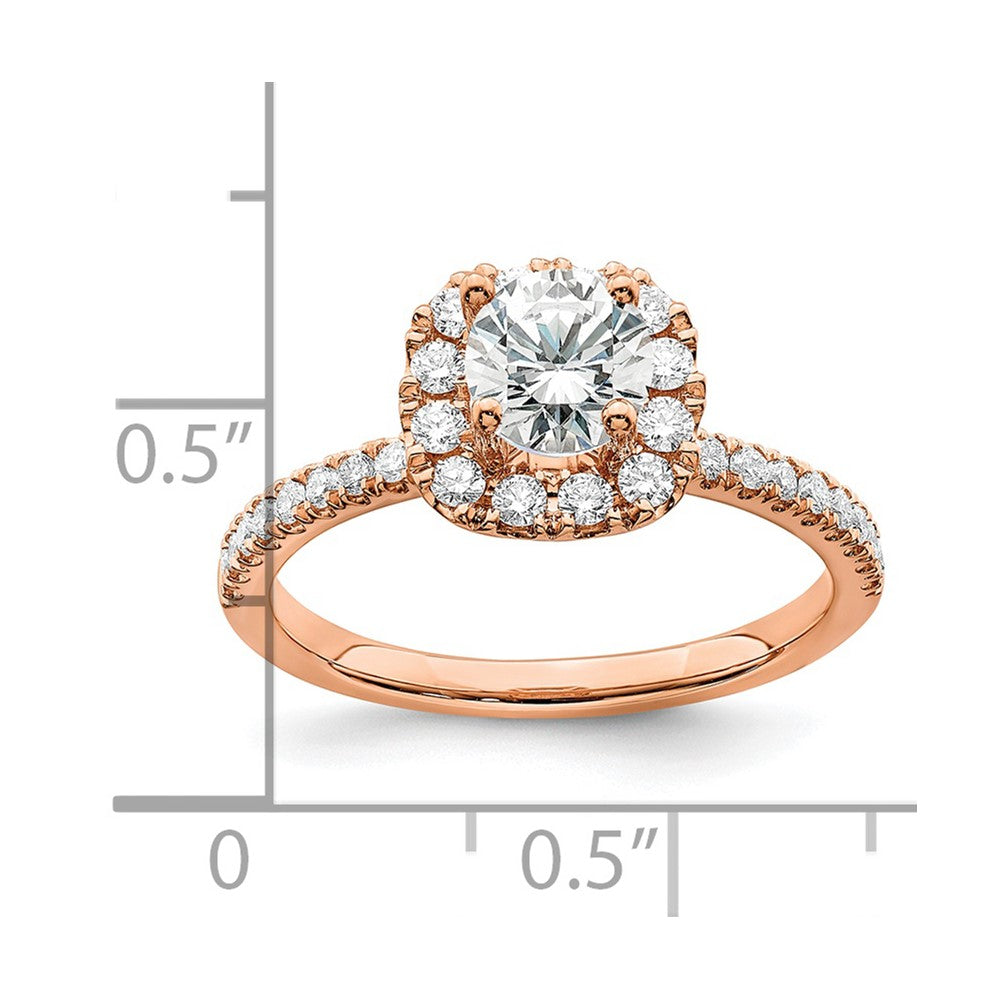 14k Rose Gold 1 Ct. Lab Grown Diamond VS/SI+ G+ Round Halo Engagement Ring