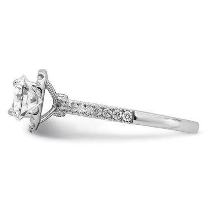 14k White Gold 1 Ct. Lab Grown Diamond VS/SI+ G+ Round Halo Engagement Ring
