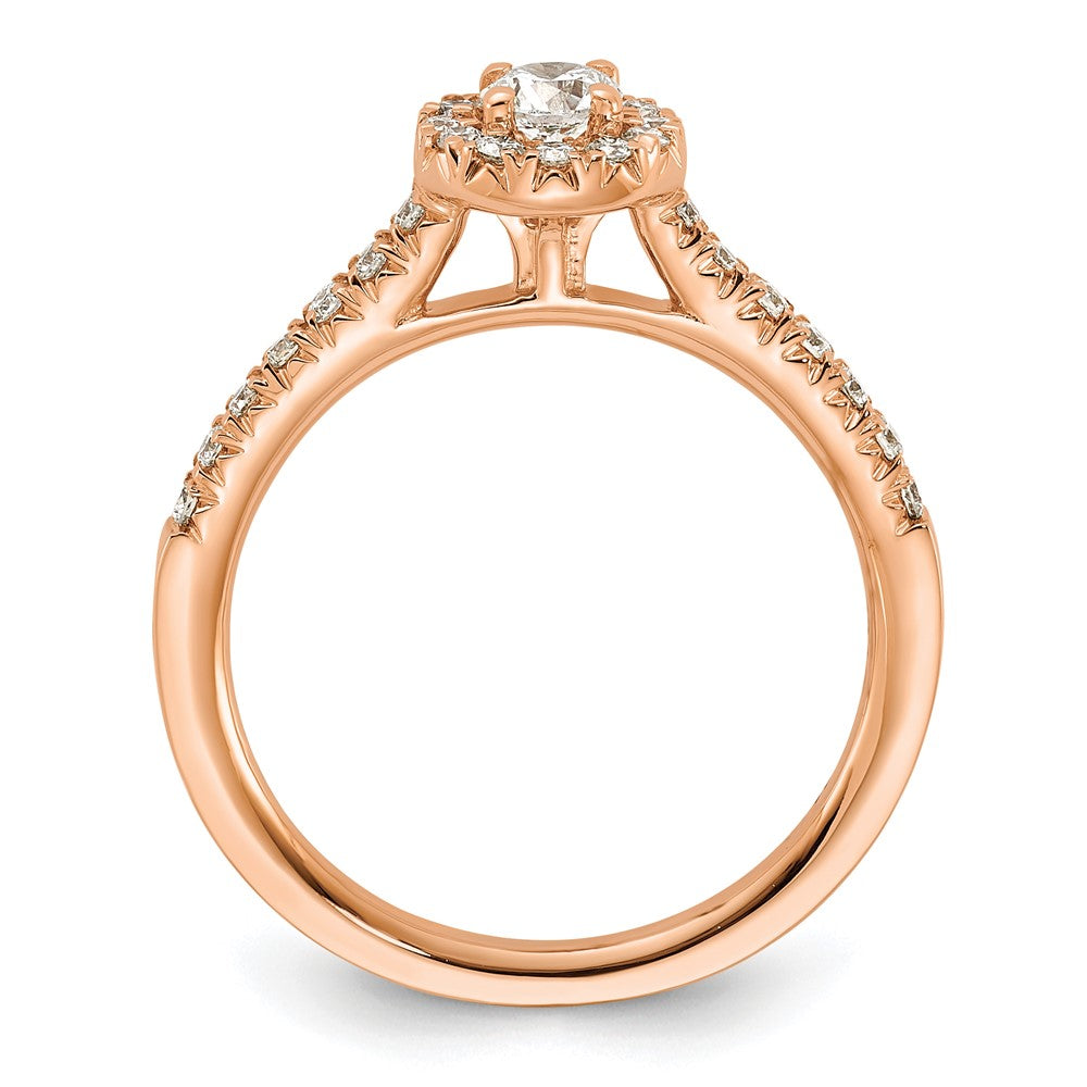 14k Rose Gold 1/2 Ct. Lab Grown Diamond VS/SI+ G+ Round Halo Engagement Ring
