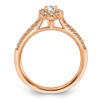 14k Rose Gold 1/2 Ct. Lab Grown Diamond VS/SI+ G+ Round Halo Engagement Ring