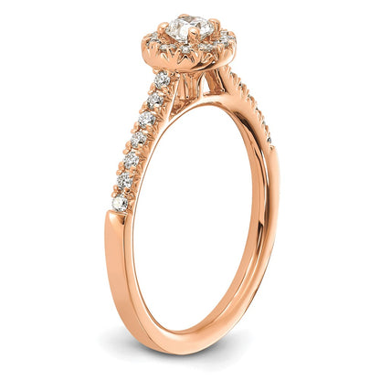 14k Rose Gold 1/2 Ct. Lab Grown Diamond VS/SI+ G+ Round Halo Engagement Ring