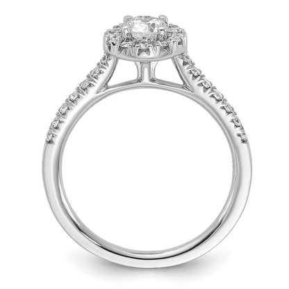 14K White Gold 3/4 Carat Lab Grown Diamond Vs/Si+ G+ Round Complete Halo Engagement Ring