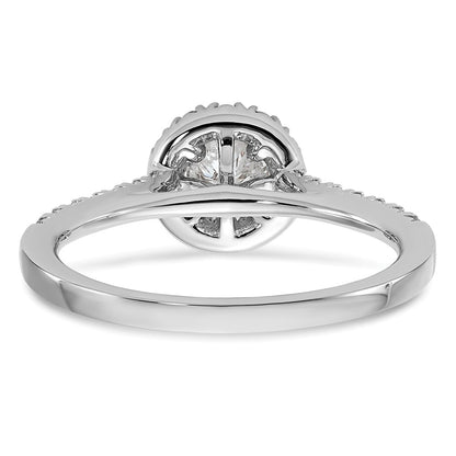 14K White Gold 3/4 Carat Lab Grown Diamond Vs/Si+ G+ Round Complete Halo Engagement Ring
