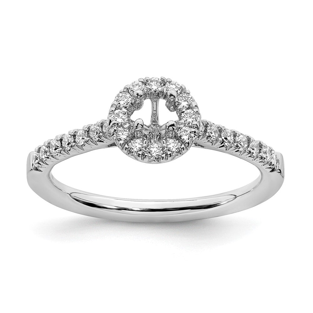14K White Gold 3/4 Carat Lab Grown Diamond Vs/Si+ G+ Round Complete Halo Engagement Ring