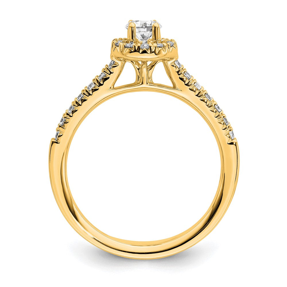 14k Yellow Gold 3/4 Ct. Lab Grown Diamond VS/SI+ G+ Round Halo Engagement Ring