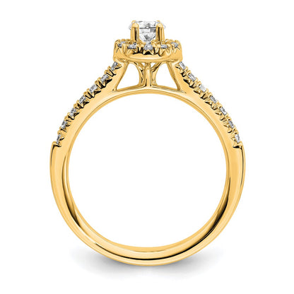 14k Yellow Gold 3/4 Ct. Lab Grown Diamond VS/SI+ G+ Round Halo Engagement Ring