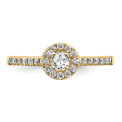 14k Yellow Gold 3/4 Ct. Lab Grown Diamond VS/SI+ G+ Round Halo Engagement Ring