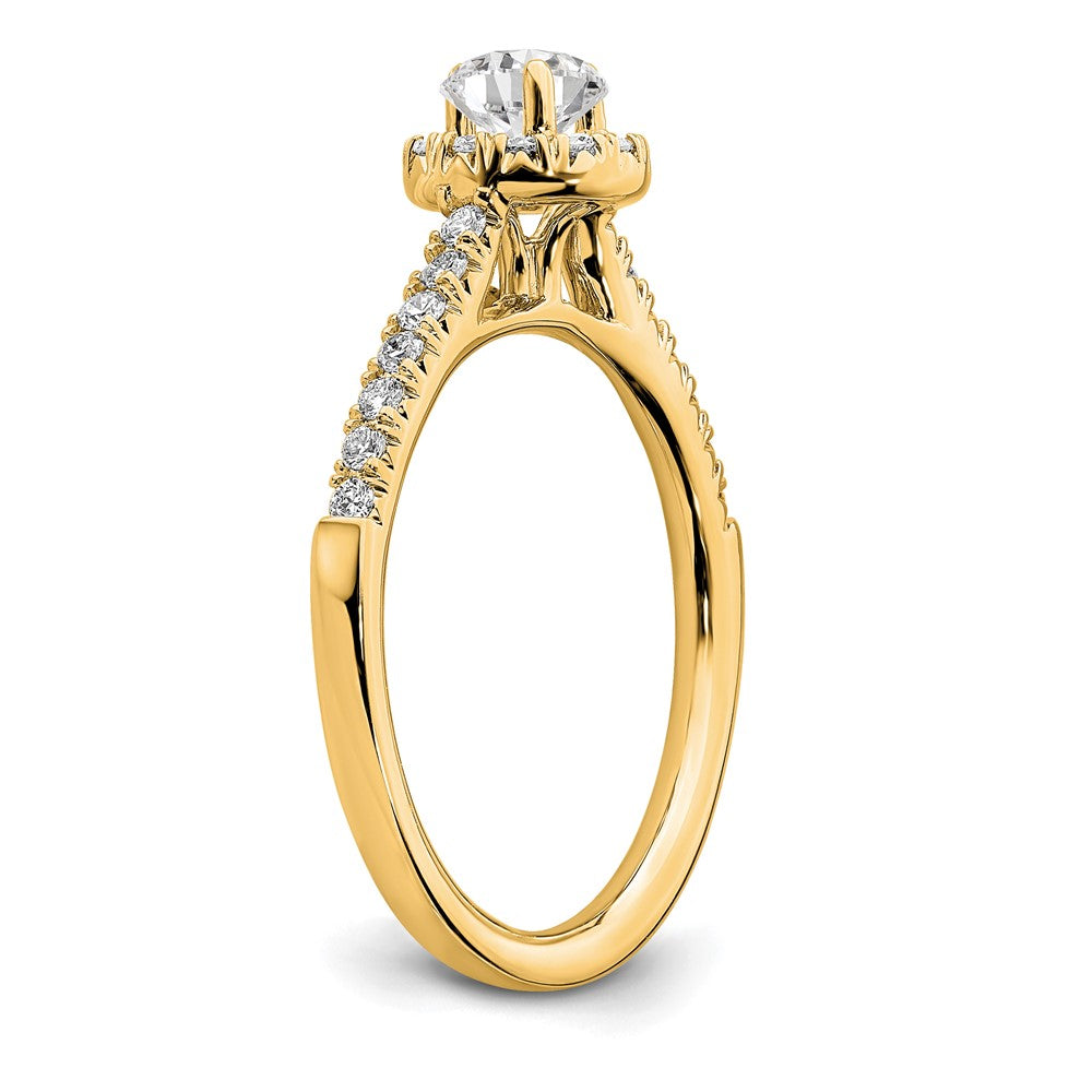 14k Yellow Gold 3/4 Ct. Lab Grown Diamond VS/SI+ G+ Round Halo Engagement Ring