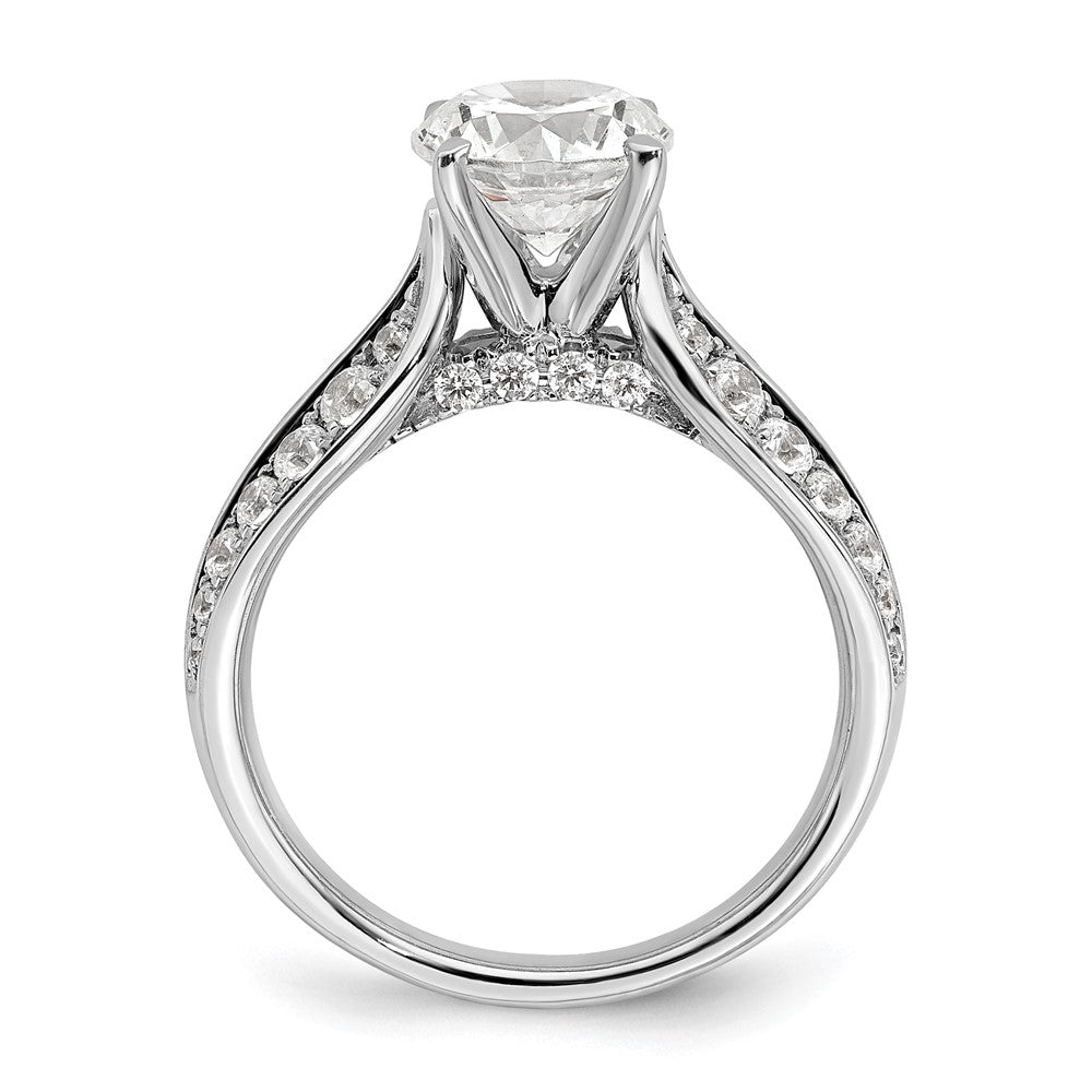 14k White Gold 5/8 Ct. Lab Grown Diamond VS/SI+ G+ 1 1/2 Ct. Center Round Semi Mount Shared Prong Engagement Ring