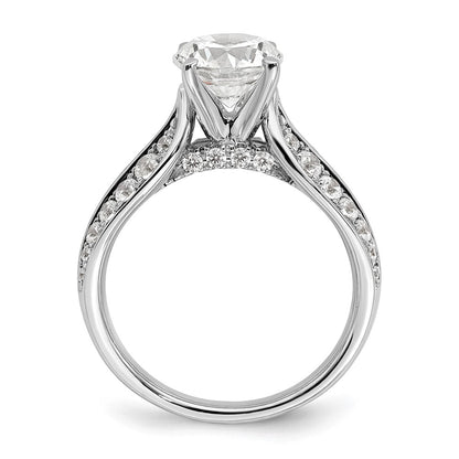 14k White Gold 5/8 Ct. Lab Grown Diamond VS/SI+ G+ 1 1/2 Ct. Center Round Semi Mount Shared Prong Engagement Ring