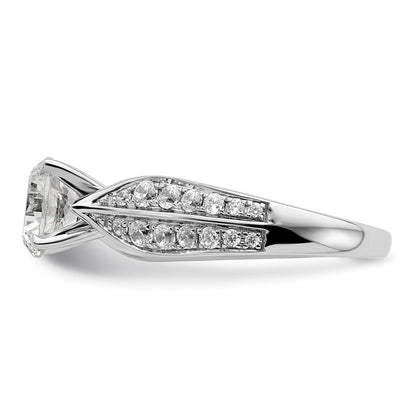 14k White Gold 5/8 Ct. Lab Grown Diamond VS/SI+ G+ 1 1/2 Ct. Center Round Semi Mount Shared Prong Engagement Ring