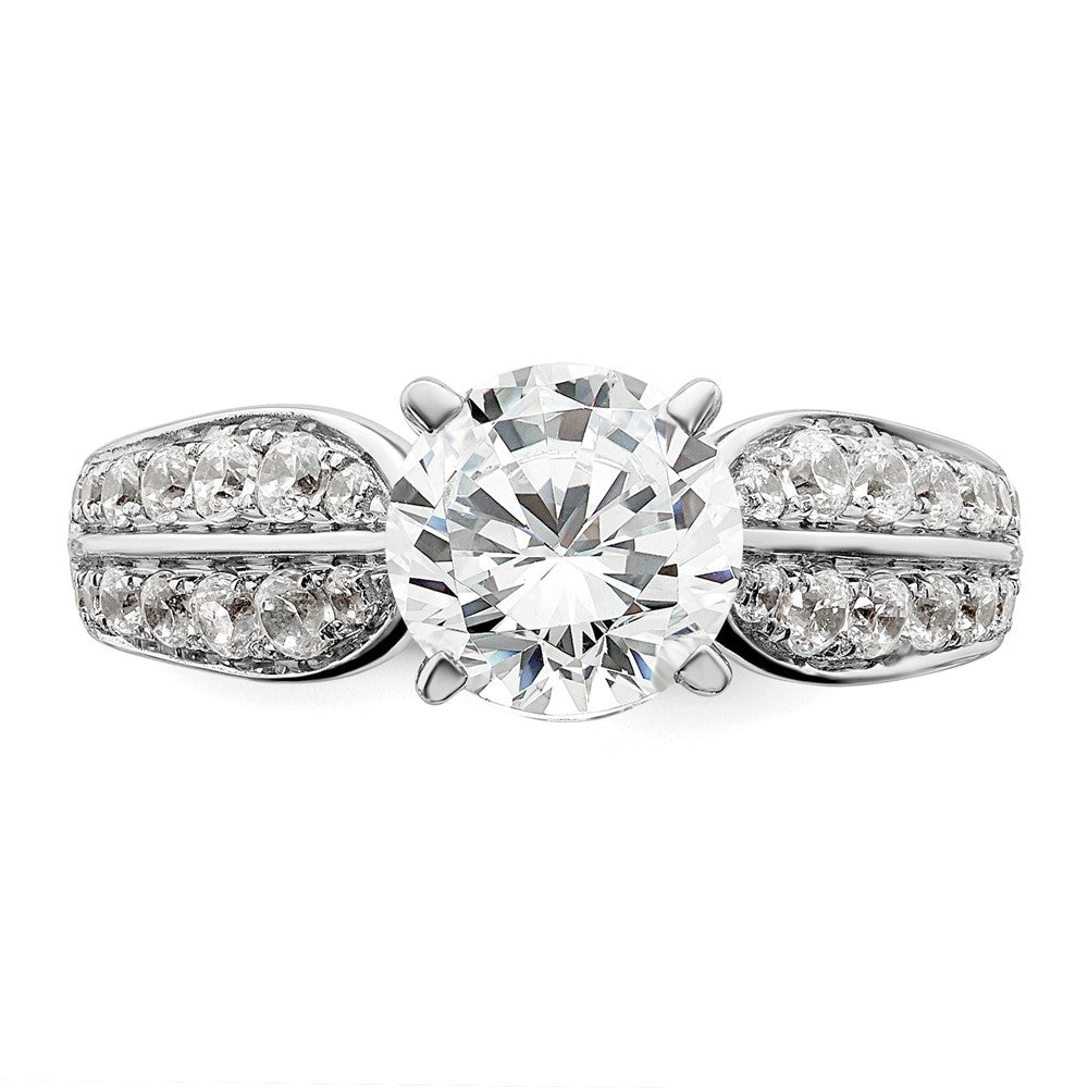14k White Gold 5/8 Ct. Lab Grown Diamond VS/SI+ G+ 1 1/2 Ct. Center Round Semi Mount Shared Prong Engagement Ring