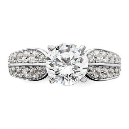 14k White Gold 5/8 Ct. Lab Grown Diamond VS/SI+ G+ 1 1/2 Ct. Center Round Semi Mount Shared Prong Engagement Ring