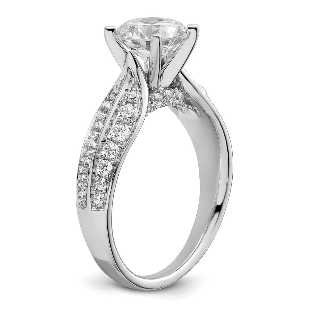 14k White Gold 5/8 Ct. Lab Grown Diamond VS/SI+ G+ 1 1/2 Ct. Center Round Semi Mount Shared Prong Engagement Ring