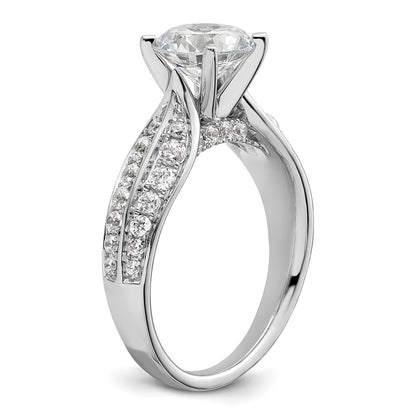 14k White Gold 5/8 Ct. Lab Grown Diamond VS/SI+ G+ 1 1/2 Ct. Center Round Semi Mount Shared Prong Engagement Ring