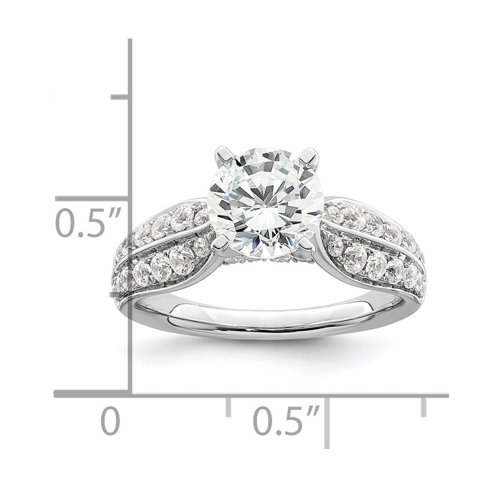 14k White Gold 5/8 Ct. Lab Grown Diamond VS/SI+ G+ 1 1/2 Ct. Center Round Semi Mount Shared Prong Engagement Ring