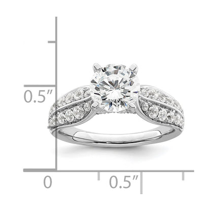 14k White Gold 5/8 Ct. Lab Grown Diamond VS/SI+ G+ 1 1/2 Ct. Center Round Semi Mount Shared Prong Engagement Ring