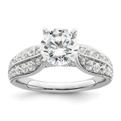 14k White Gold 5/8 Ct. Lab Grown Diamond VS/SI+ G+ 1 1/2 Ct. Center Round Semi Mount Shared Prong Engagement Ring