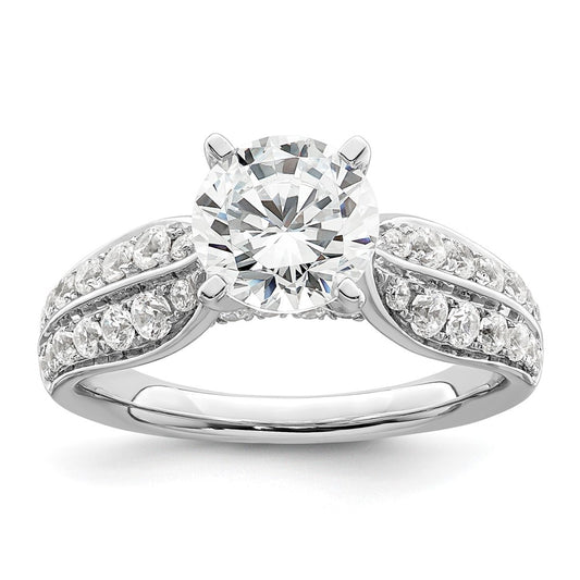 14k White Gold 5/8 Ct. Lab Grown Diamond VS/SI+ G+ 1 1/2 Ct. Center Round Semi Mount Shared Prong Engagement Ring