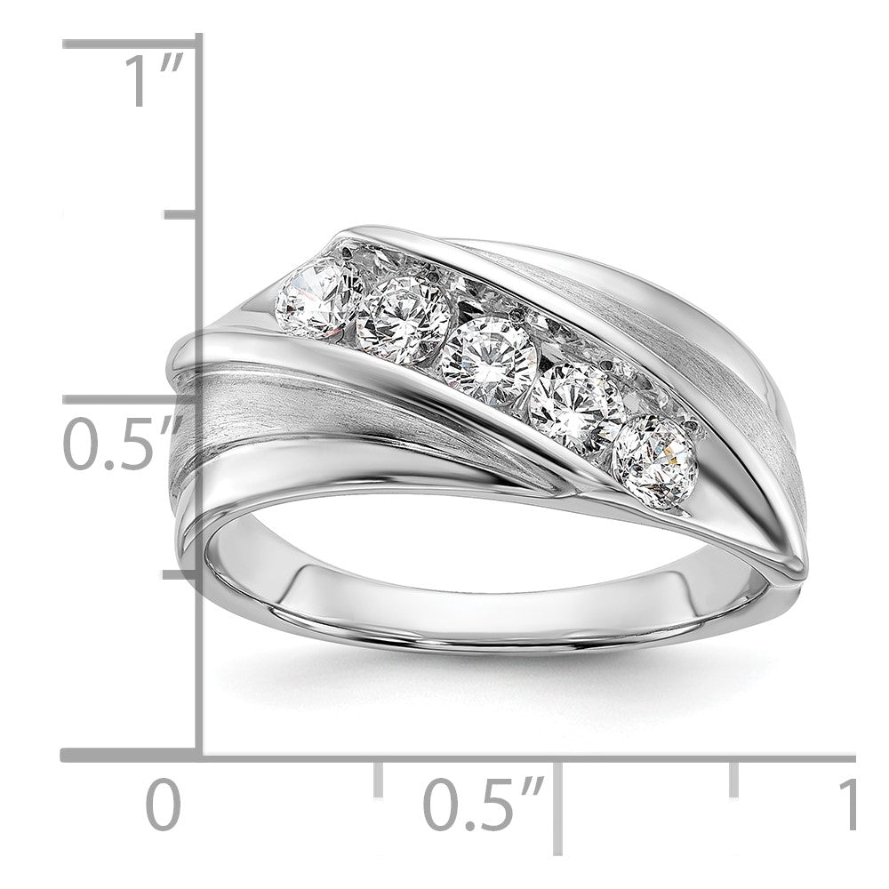 10k White Gold 3/4 Ct. Lab Grown Diamond VS/SI+ G+ Five Stone Men's Ring