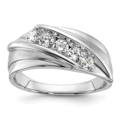 10k White Gold 3/4 Ct. Lab Grown Diamond VS/SI+ G+ Five Stone Men's Ring
