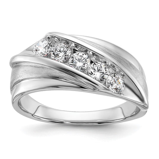 10k White Gold 3/4 Ct. Lab Grown Diamond VS/SI+ G+ Five Stone Men's Ring
