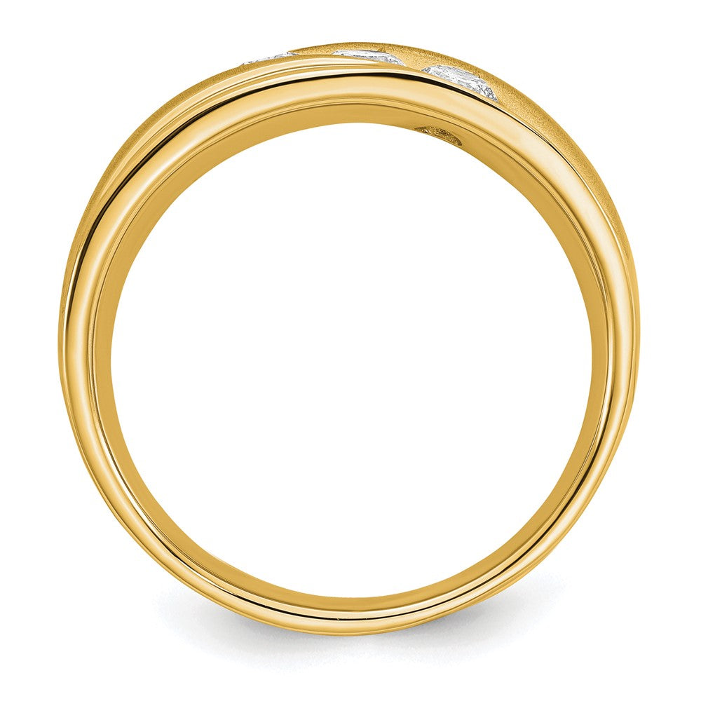 14k Yellow Gold 5/8 Ct. Lab Grown Diamond VS/SI+ G+ Three Stone Men's Ring