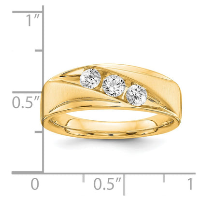 14k Yellow Gold 5/8 Ct. Lab Grown Diamond VS/SI+ G+ Three Stone Men's Ring