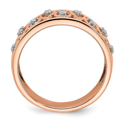 14k Rose Gold Polished Real Diamond Fancy Filigree Band